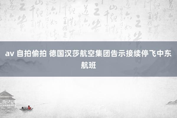 av 自拍偷拍 德国汉莎航空集团告示接续停飞中东航班