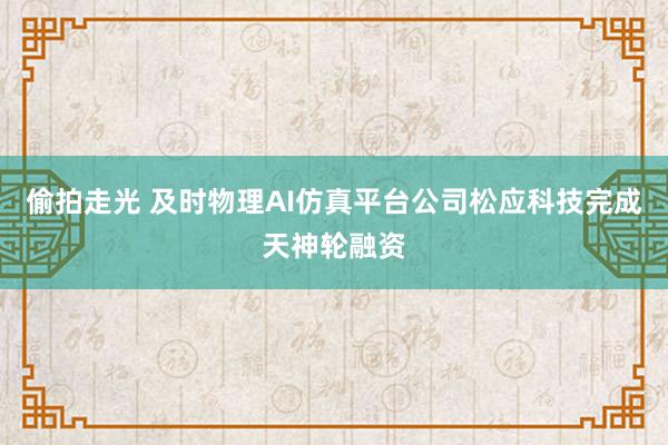 偷拍走光 及时物理AI仿真平台公司松应科技完成天神轮融资